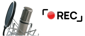 Advertising voiceover microphone and record icon photo